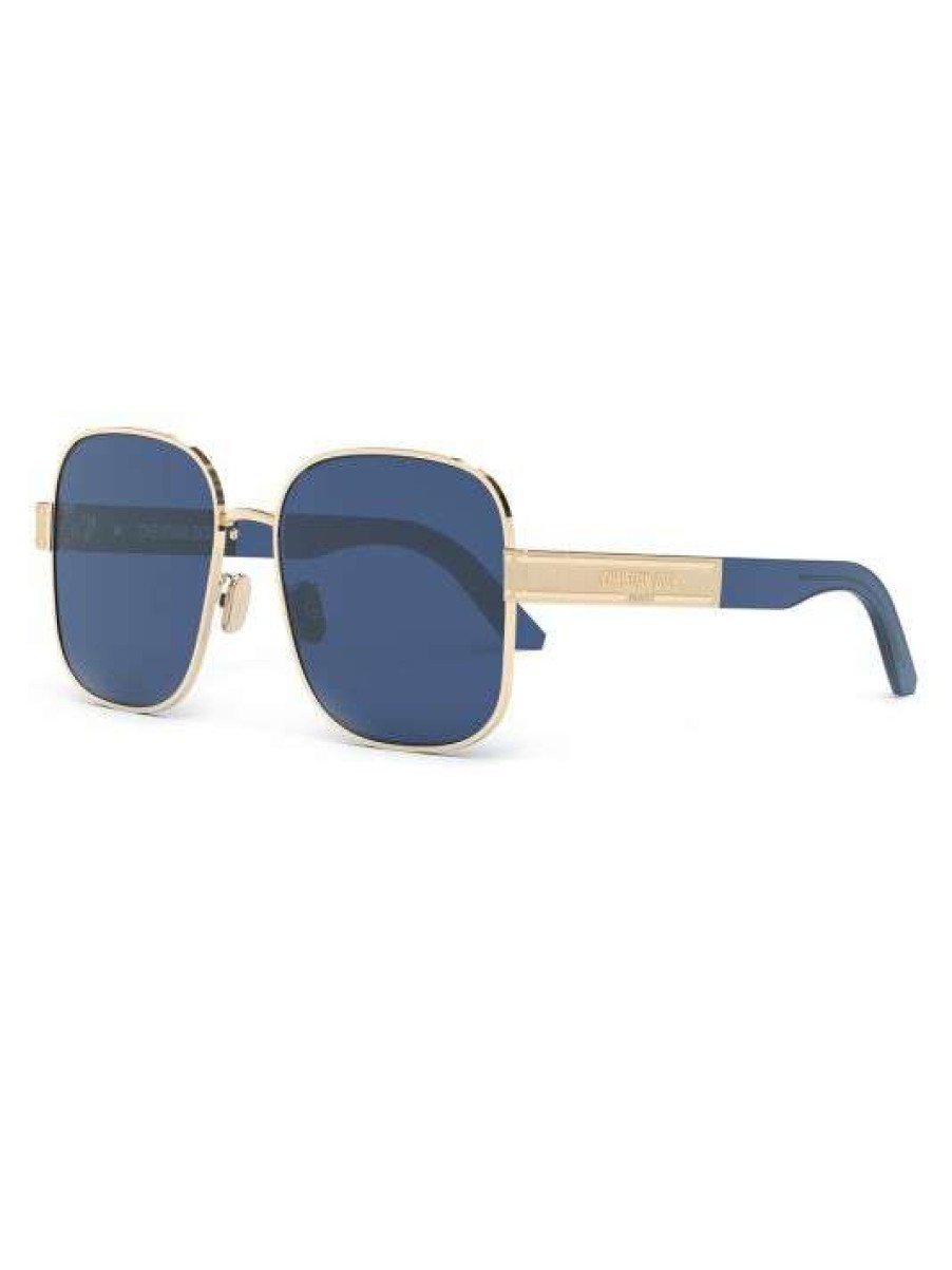 Accessories * Diorsignature 60Mm Square Sunglasses Shiny Gold Blue